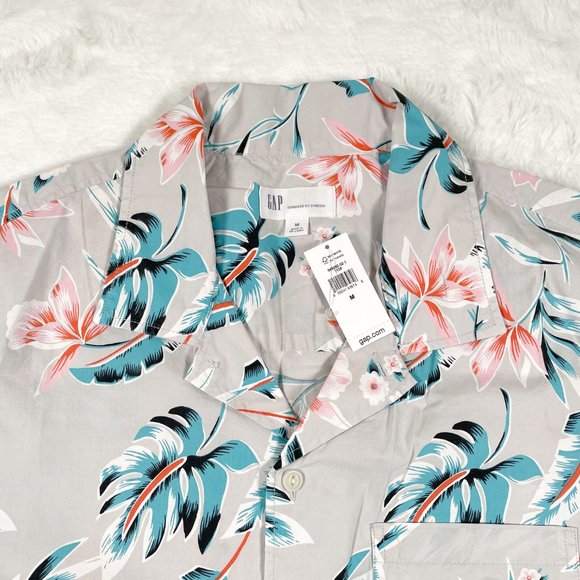 Gap Shirt Men Short Sleeve Hawaiian Button Down Shirt - Picture 2 of 8